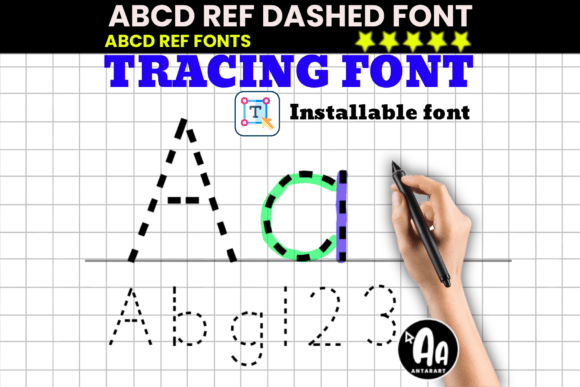 Abcd Ref Dashed Dotted Tracing Font for Crafters
