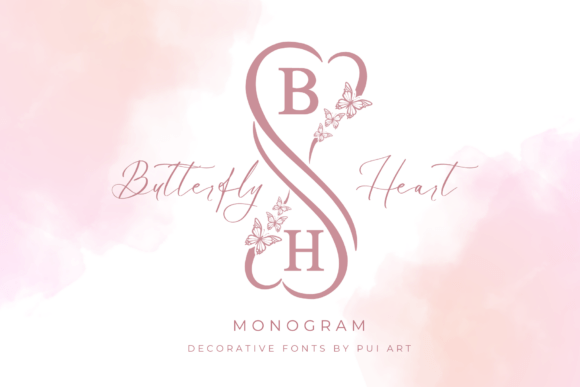 Butterfly Heart Monogram Font for Elegant Branding